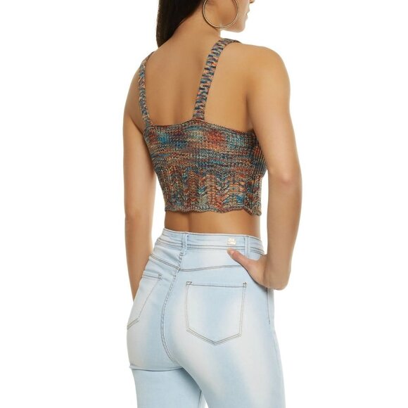 NWT Jolie & Joy Lace Up Crochet Tank Top - Rust Size Large - Picture 7 of 7